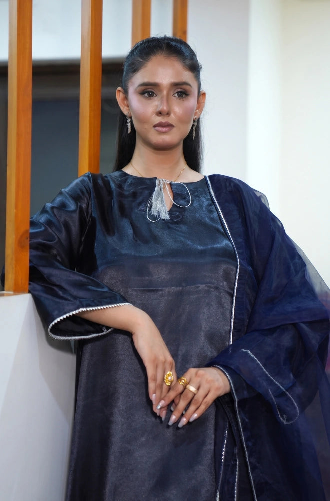 Faveza Orlessa raw silk suit for wedding with Farshi shalwar