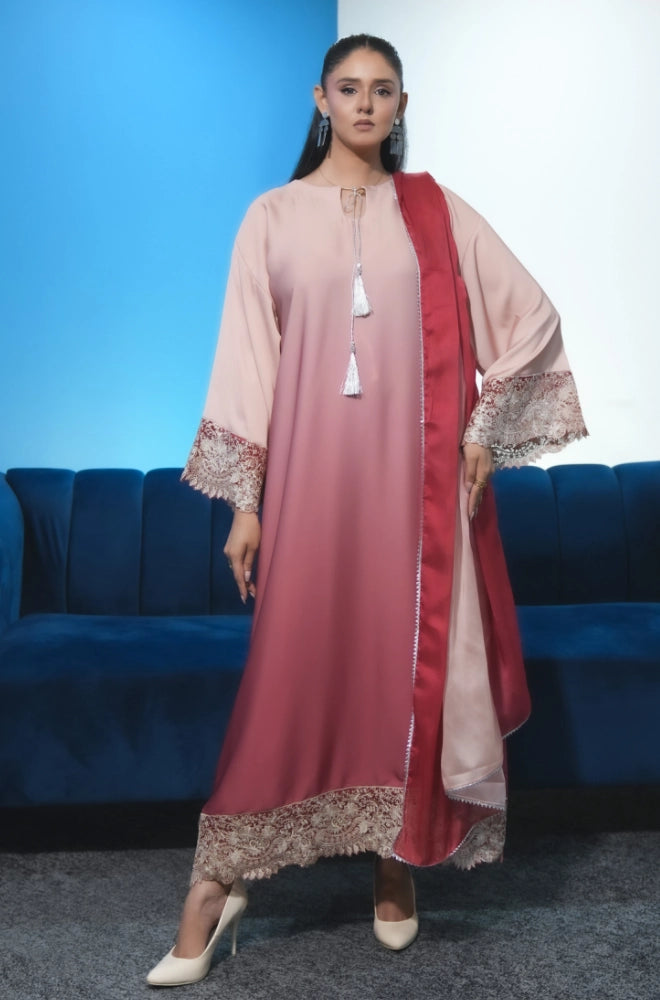 Faveza 2PC Kaftan Silk Suit for Women with Coordinated Dupatta 