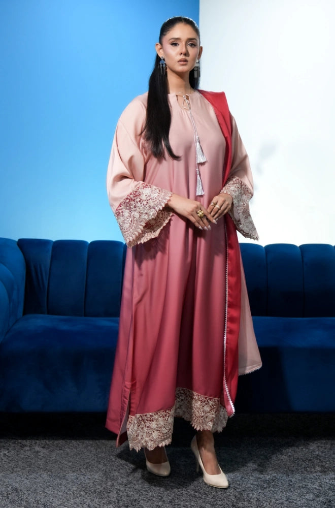 Faveza 2PC Kaftan Silk Suit for Women with Coordinated Dupatta 