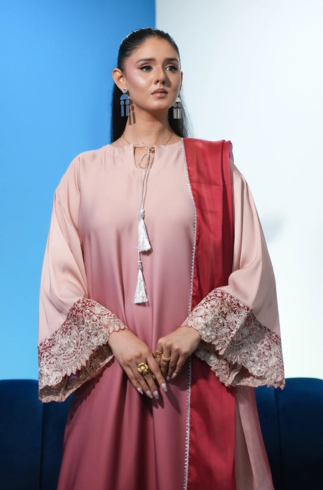 Faveza 2PC Kaftan Silk Suit for Women with Coordinated Dupatta 