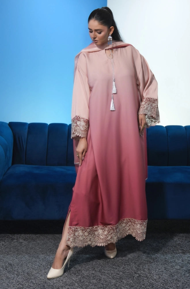 Faveza 2PC Kaftan Silk Suit for Women with Coordinated Dupatta 