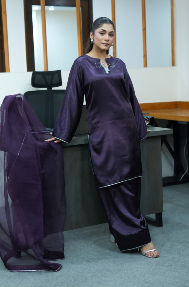 Faveza Ravelia 3 piece raw silk suit for women with farshi shalwar and dupatta