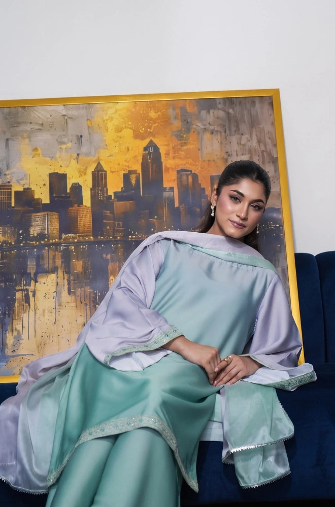 Faveza Serenity 3 piece silk suit for women with elegant dupatta and refined detailing